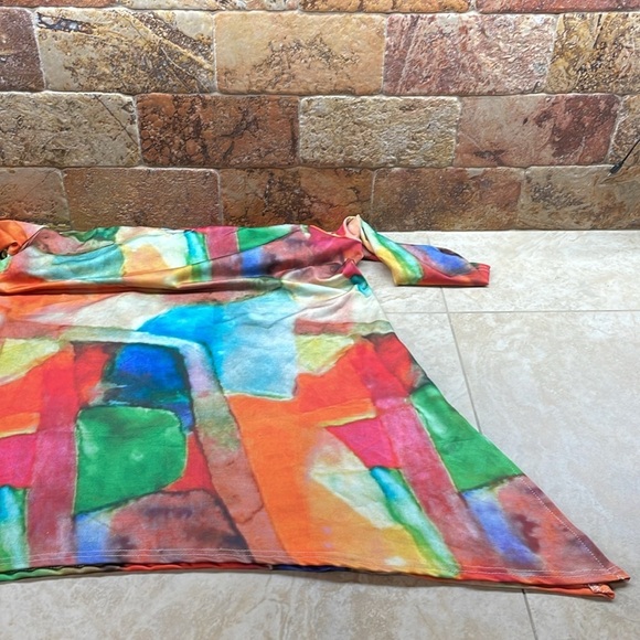 Michael Tyler 3/4 Sleeve Top Blouse V-neck Casual Abstract Women’s Tunic Size L - Picture 10 of 11